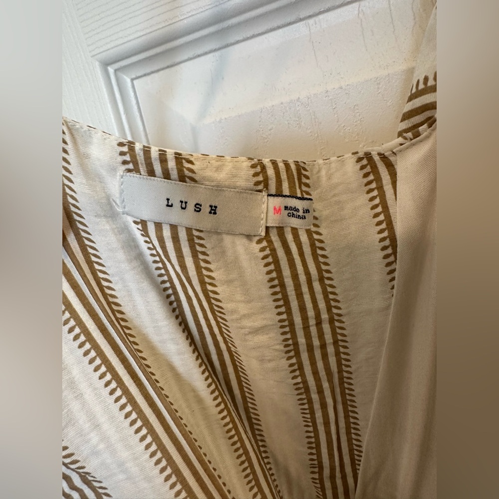 Lush Cream and Tan Striped Jumpsuit - Picture 5 of 8